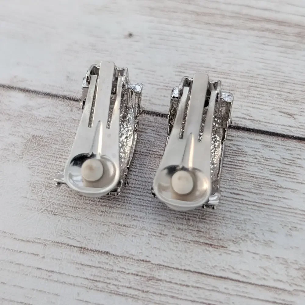 Vintage Clip On Earrings Chunky Gold Tone & Silver Tone Half Hoop - Some Marks